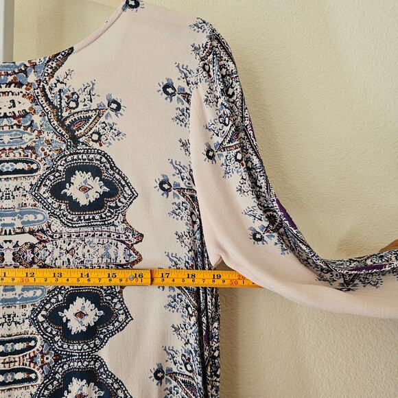 FREE PEOPLE Smooth Talker Antique Combo Back Cut Out Pullover Tunic Dress Sz XS - Picture 14 of 16